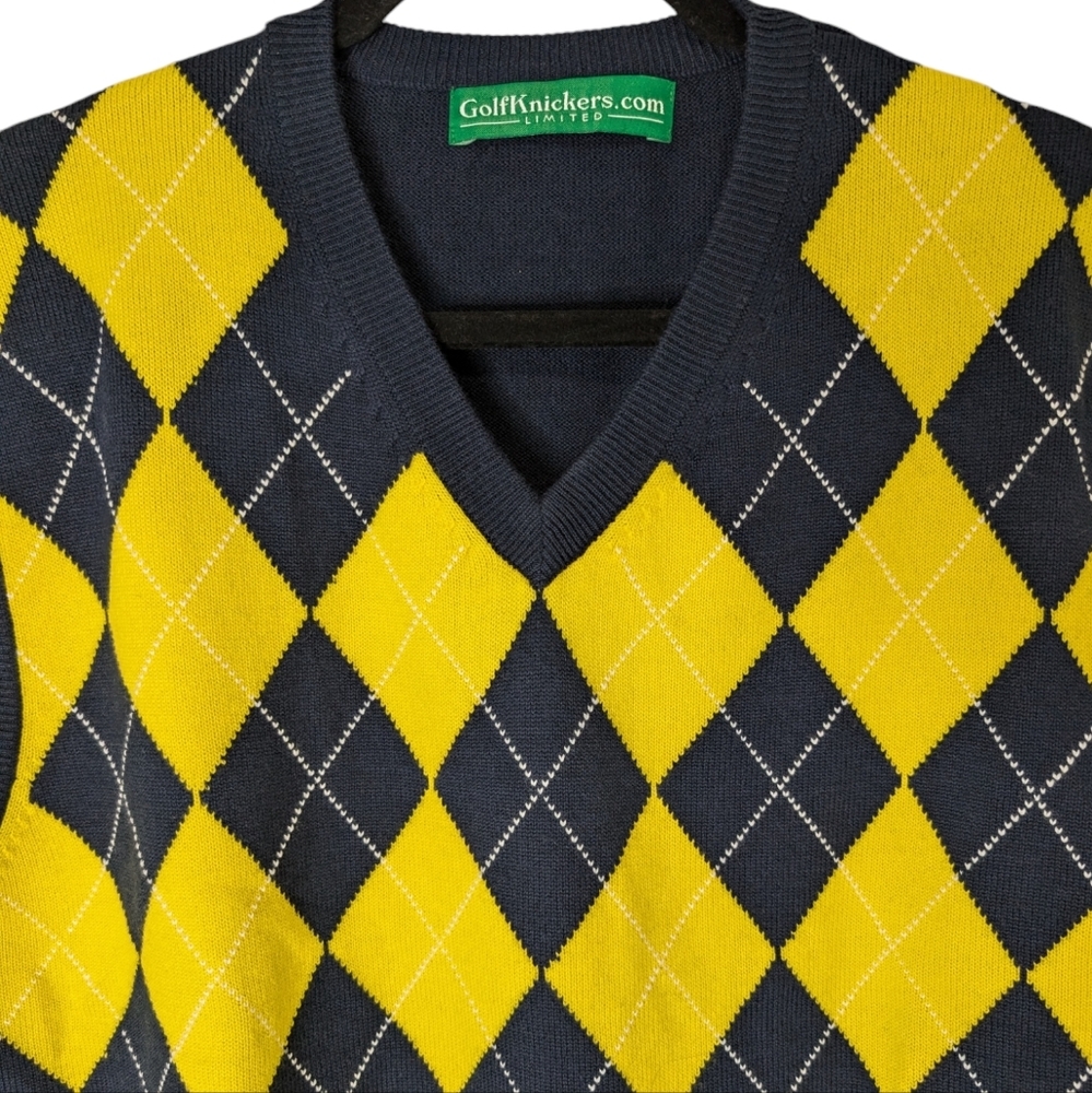 Golf Knickers Limited Argyle Sweater Vest - Mens NAVYYellow...Size XL